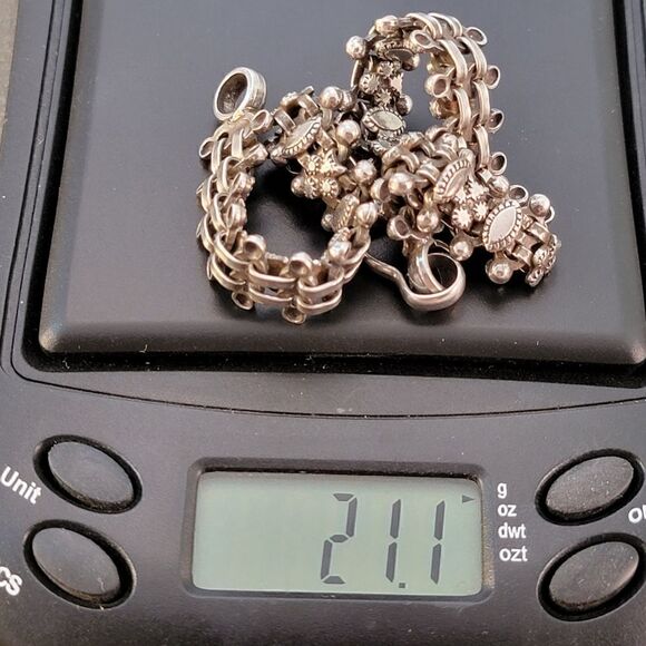 Vintage 900 Silver Artisan Ornate Beaded Rashod Arts Bracelet - Picture 6 of 8